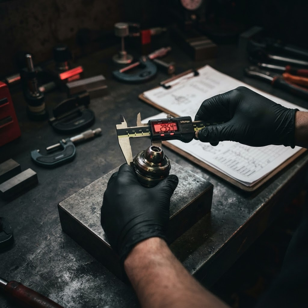 Dimensional inspection of a ball joint during quality control