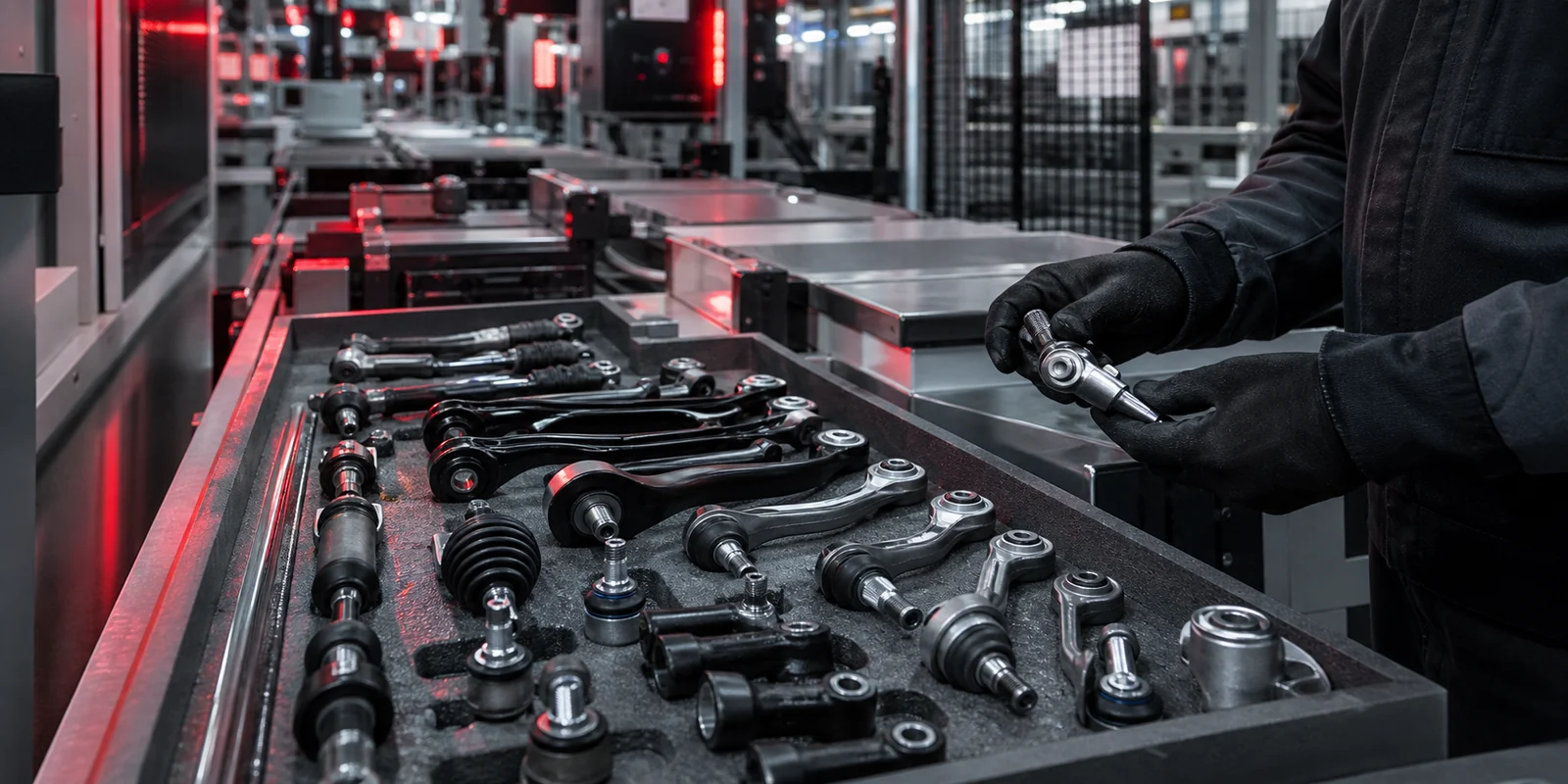 Final inspection of suspension and steering components before dispatch